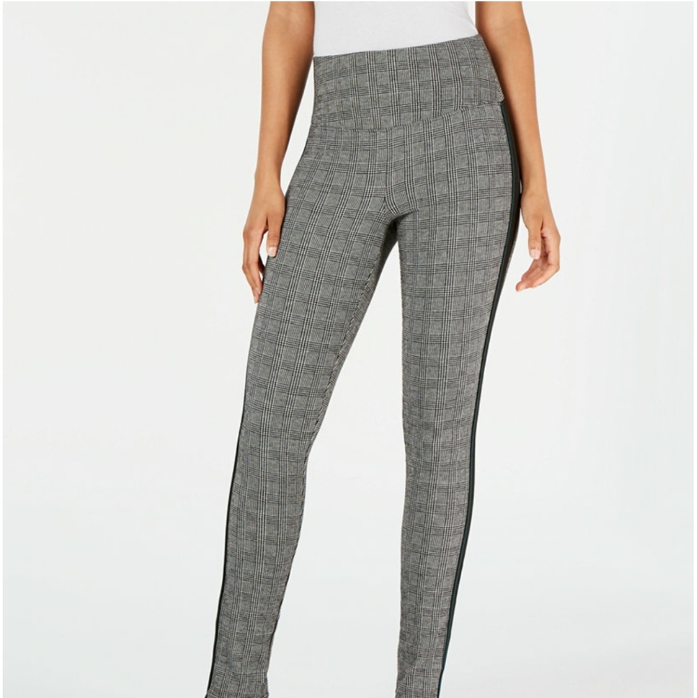 INC Glen Plaid Shaping Leggings with Extended Size - Picture 1 of 3